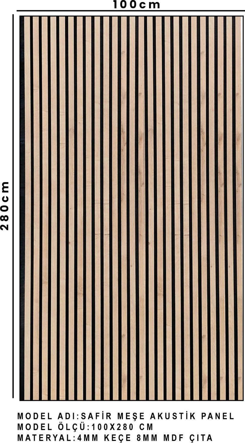 Mdf Ahşap Akustik Duvar Paneli 100 x 280 cm ( Safir Meşe )