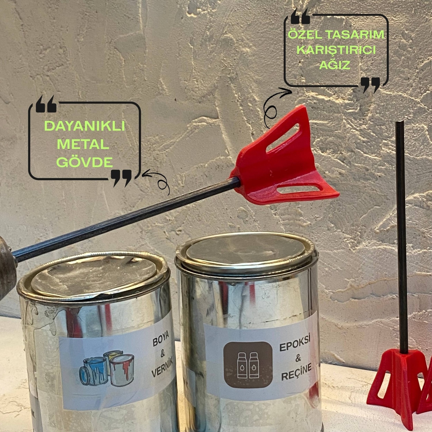 Şarjlı Matkap Uyumlu Karıştırıcı Uç – Epoxy, Boya, Taş Tozu ve Alçı Için Mikser Ucu – 20 cm Uzunluk / 60 mm Karıştırma Çapı – Plastik Ağız Demir Gövde Kompakt Tasarım