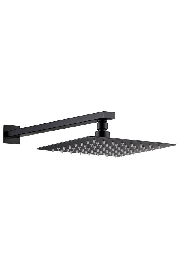 Ankastre Duş Başlığı Borulu Kare Slim Metal 30x30 Cm Siyah