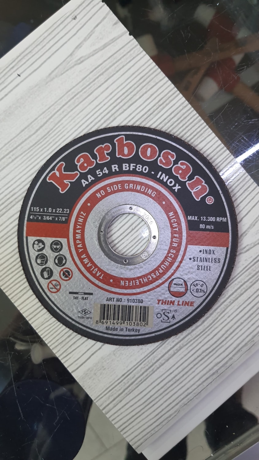 KARBOSAN 115X2.5X22.23 910190 Aa 24 S BF80 Düz Paslanmaz Çelik (Inox) Kesme Taşı (10 Adet)