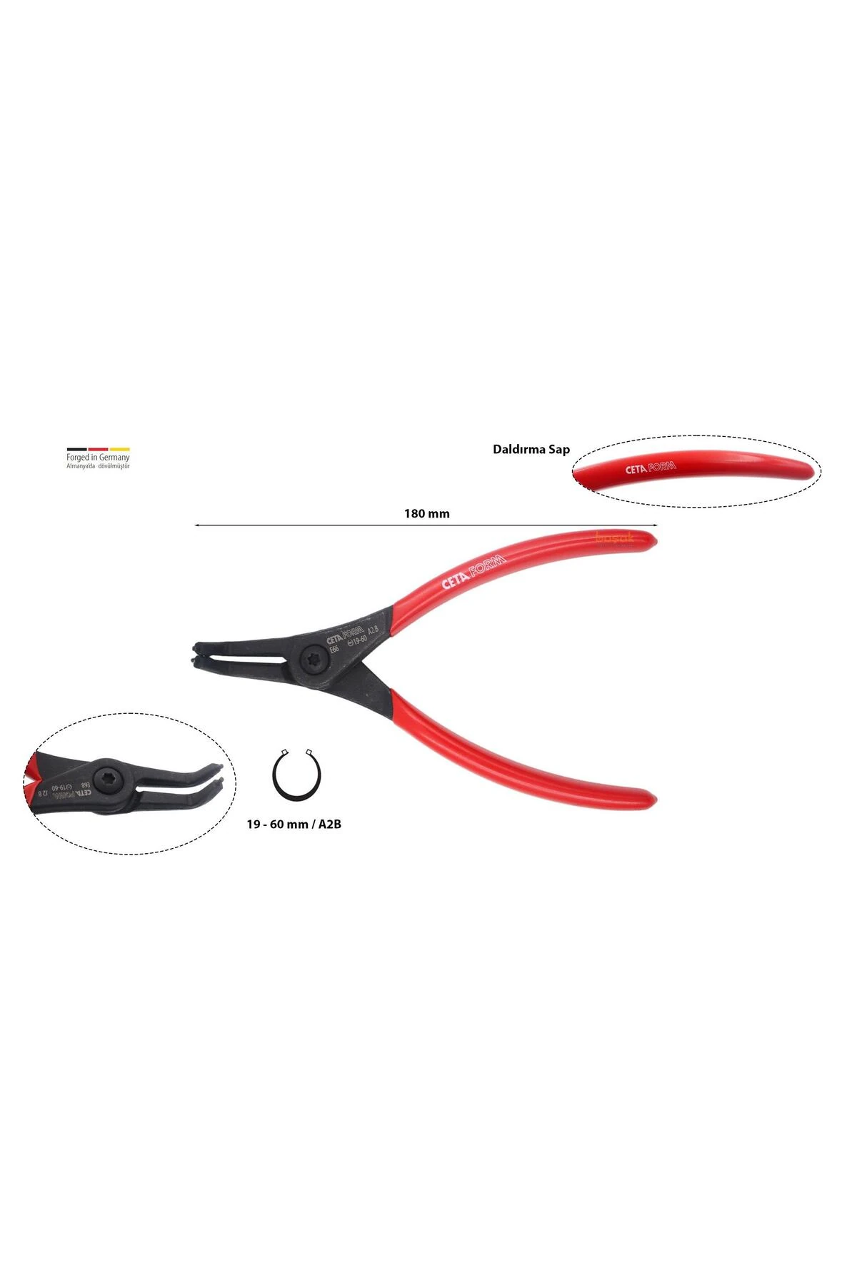 180 Mm Dış Segman Pensesi Eğri Uçlu-yaylı E66-44-0180