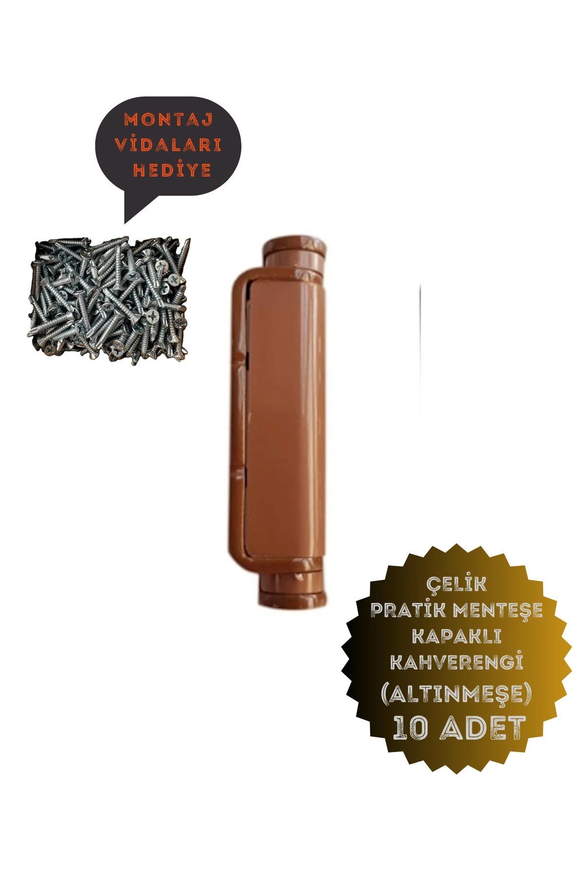 Pvc Pimapen Kapı Pencere Pratik Çelik Menteşe 80mm Kahve/altınmeşe (10 ADET) Vidalar Dahil