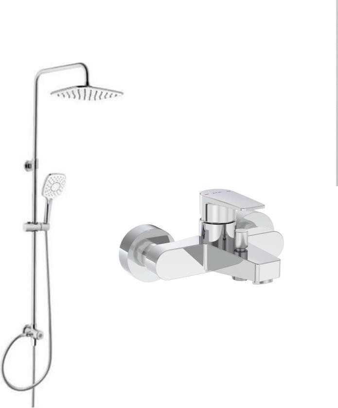 Flow Square Krom Banyo Bataryası +  LS20 Joy 3s Robot Tepe Duş Seti