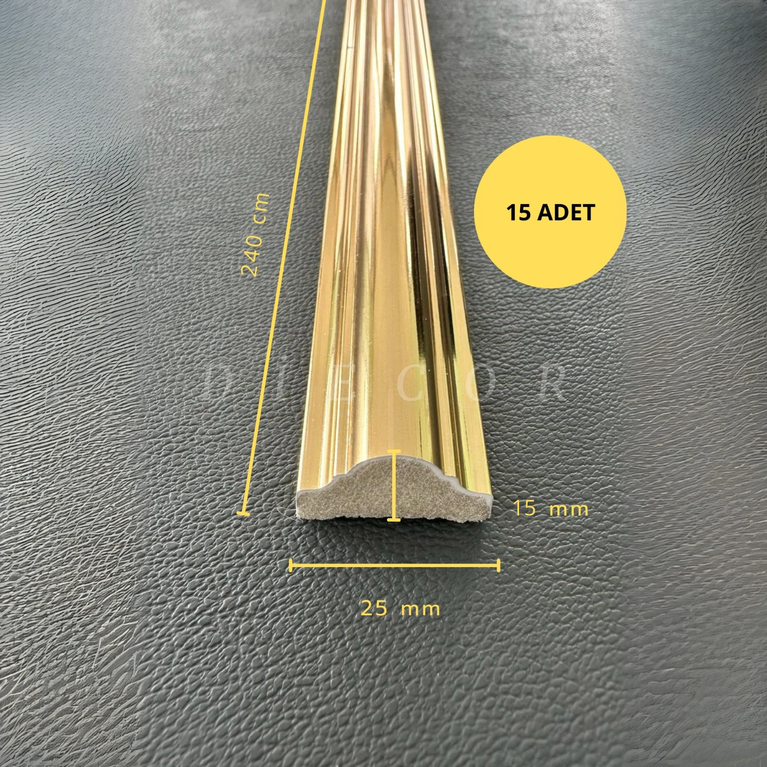 Dekoratif Polistren 15 Adet 2,5 cm Gold Duvar Çıtası