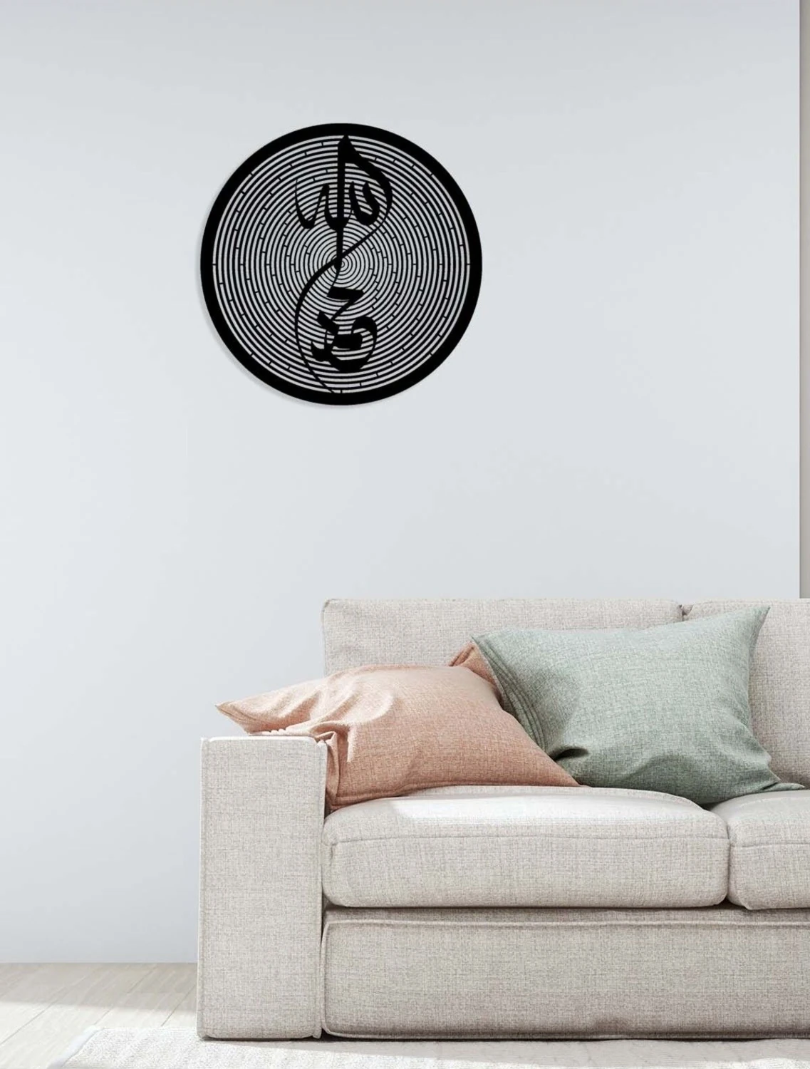 -Allah Ve Muhammed Islami Metal Tablo - Islami Ev Dekorasyonu - Dini Duvar Tabloları - 50 X 50 - Cm - Sıyah-Islm-004