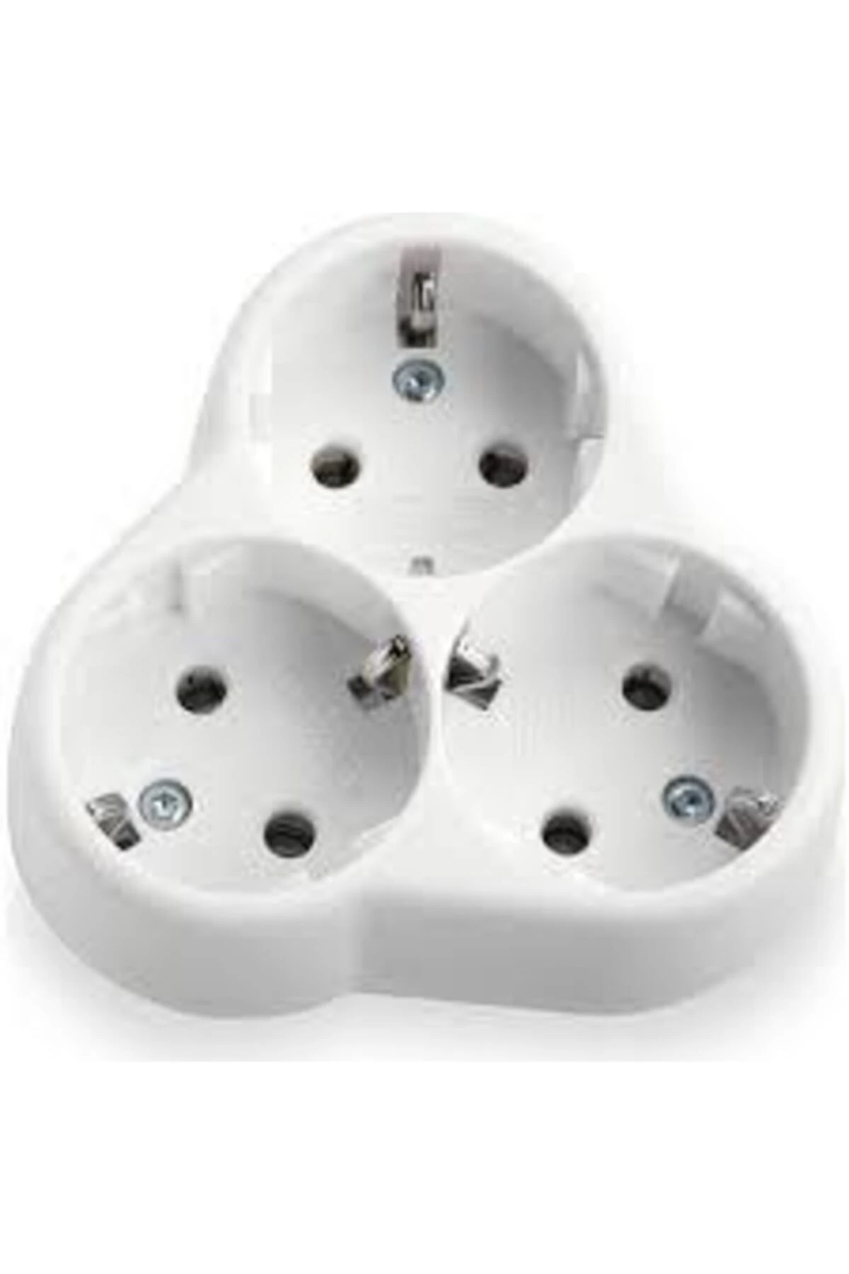 3'lü Topraklı Priz Yonca Beyaz Sıva Altı Gömmeli