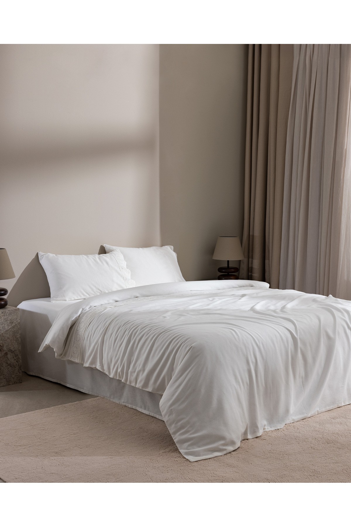 Eolya King Size %100 Pamuk Chambre Nevresim Takımı - Beyaz