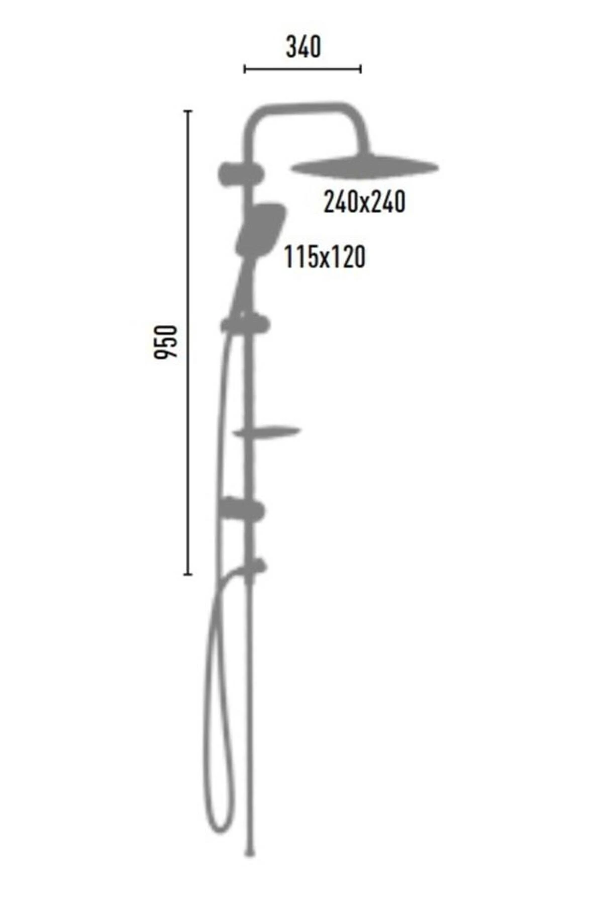 Solid S Banyo Batarya Valtemo Krom Siyah Tepe Duş Takımı