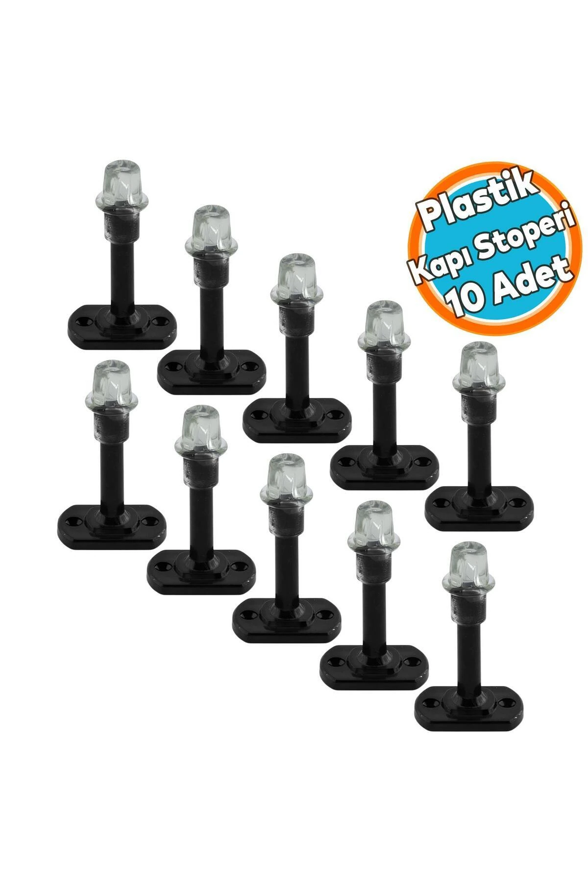 Parlak Siyah Plastik Kapı Pencere  Tampon 8 CM Vidalı Duvar Koruyucu Silikon Stoper 10 Adet