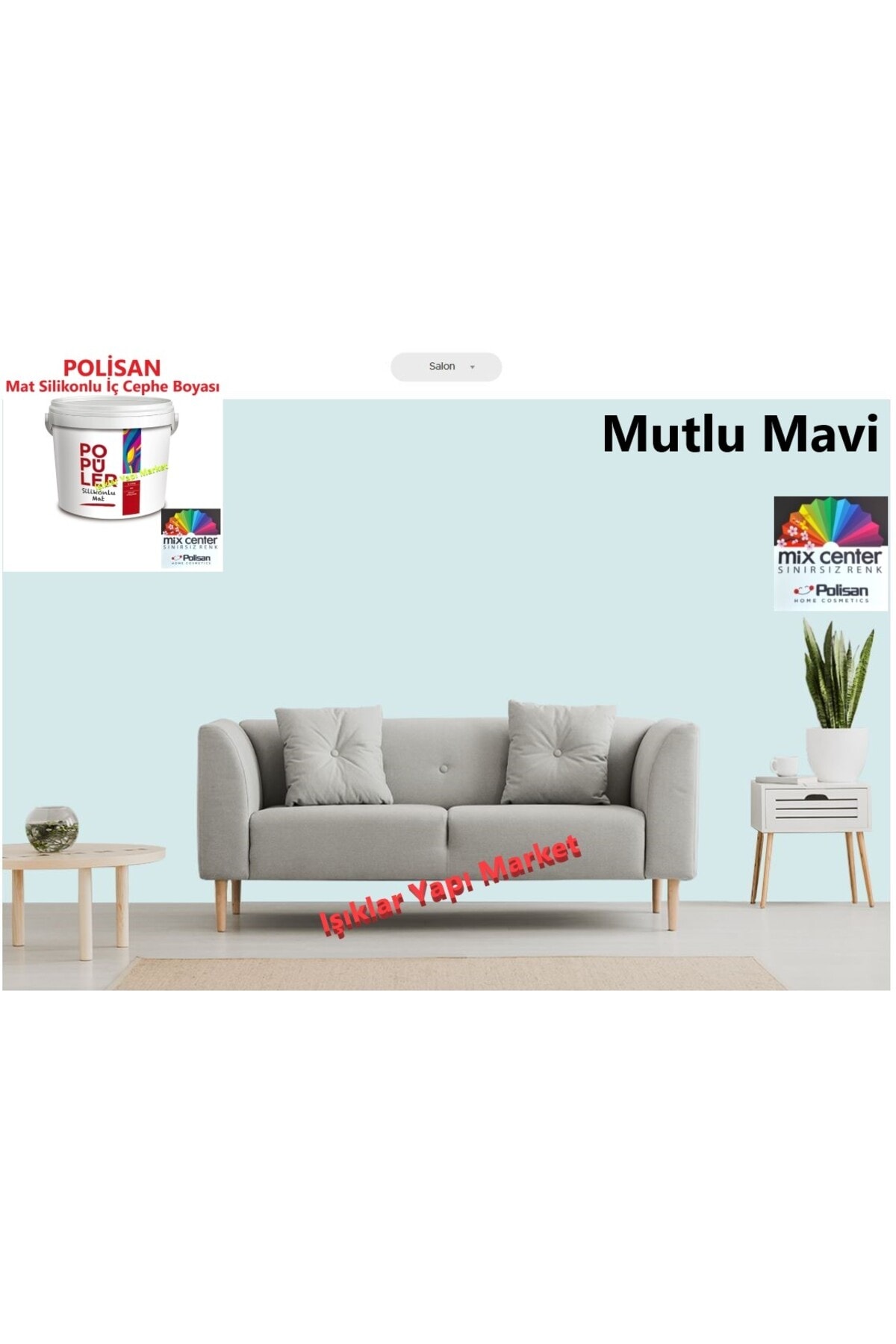 POLİSAN Popüler Silikonlu-iç Cephe Duvar Boyası--mutlu Mavi
