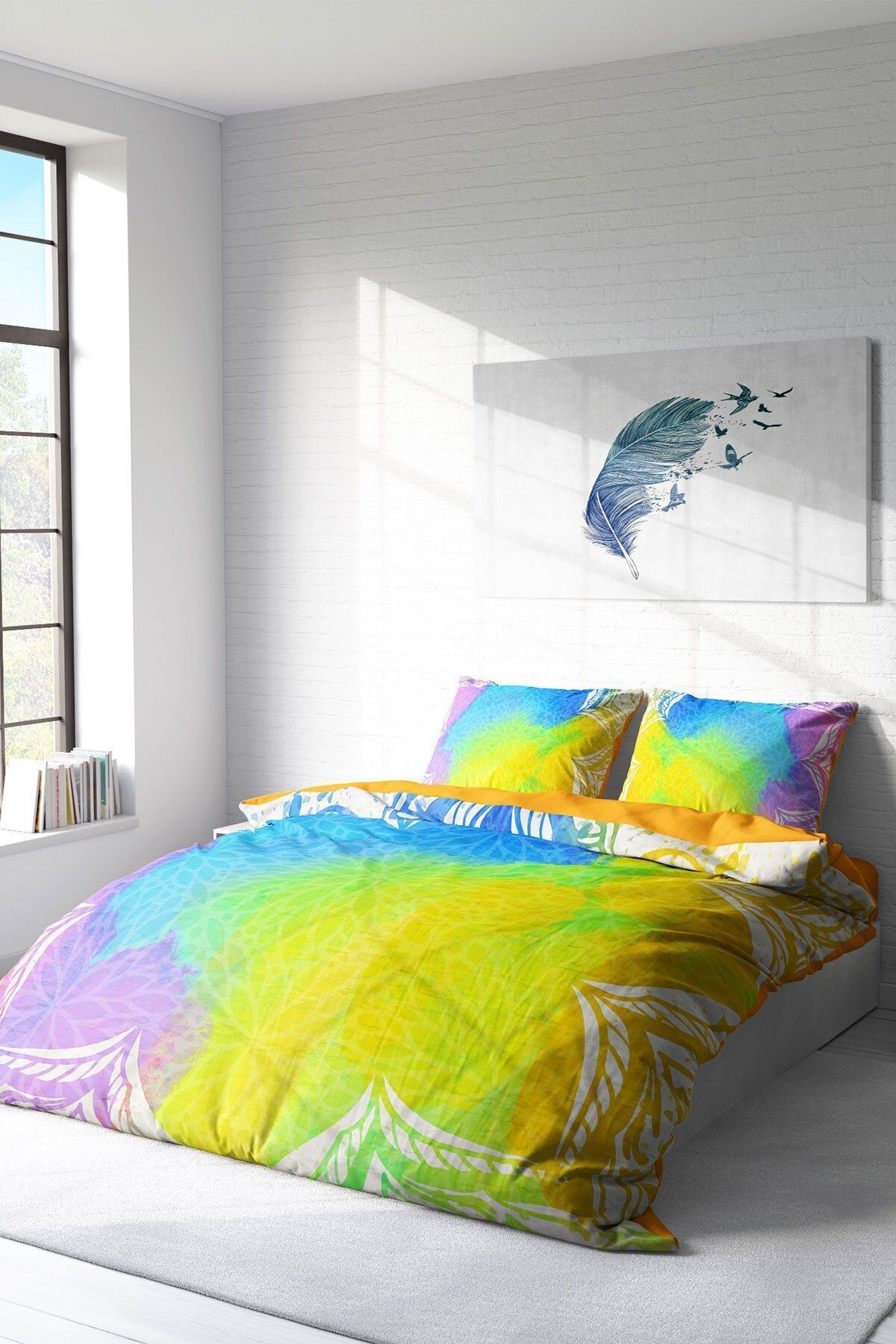 Lastikli Çarşaflı %100 Pamuk Saten Çift Kişilik Nevresim Takımı Energy Of Colors