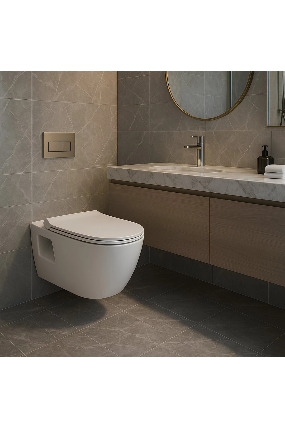 Rondo Beyaz Kanallı Asma Klozet RND5508, Nkp Grande Yavaş Kapak