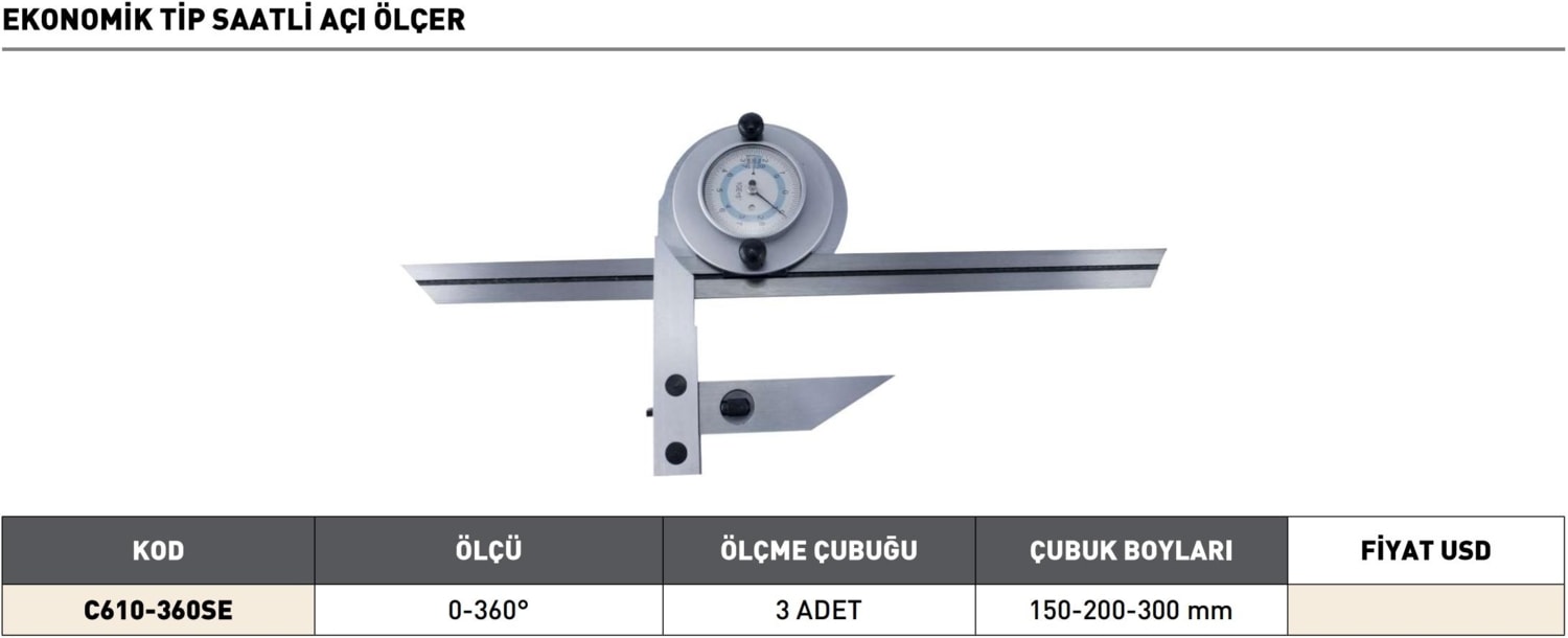 0-360° Pld Ekonomik Tip Saatli Gönye