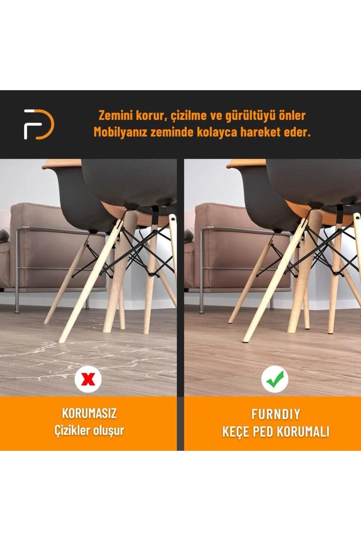 Kendinden Yapışkanlı Yuvarlak Keçe 50 mm Kahverengi 8 Parça