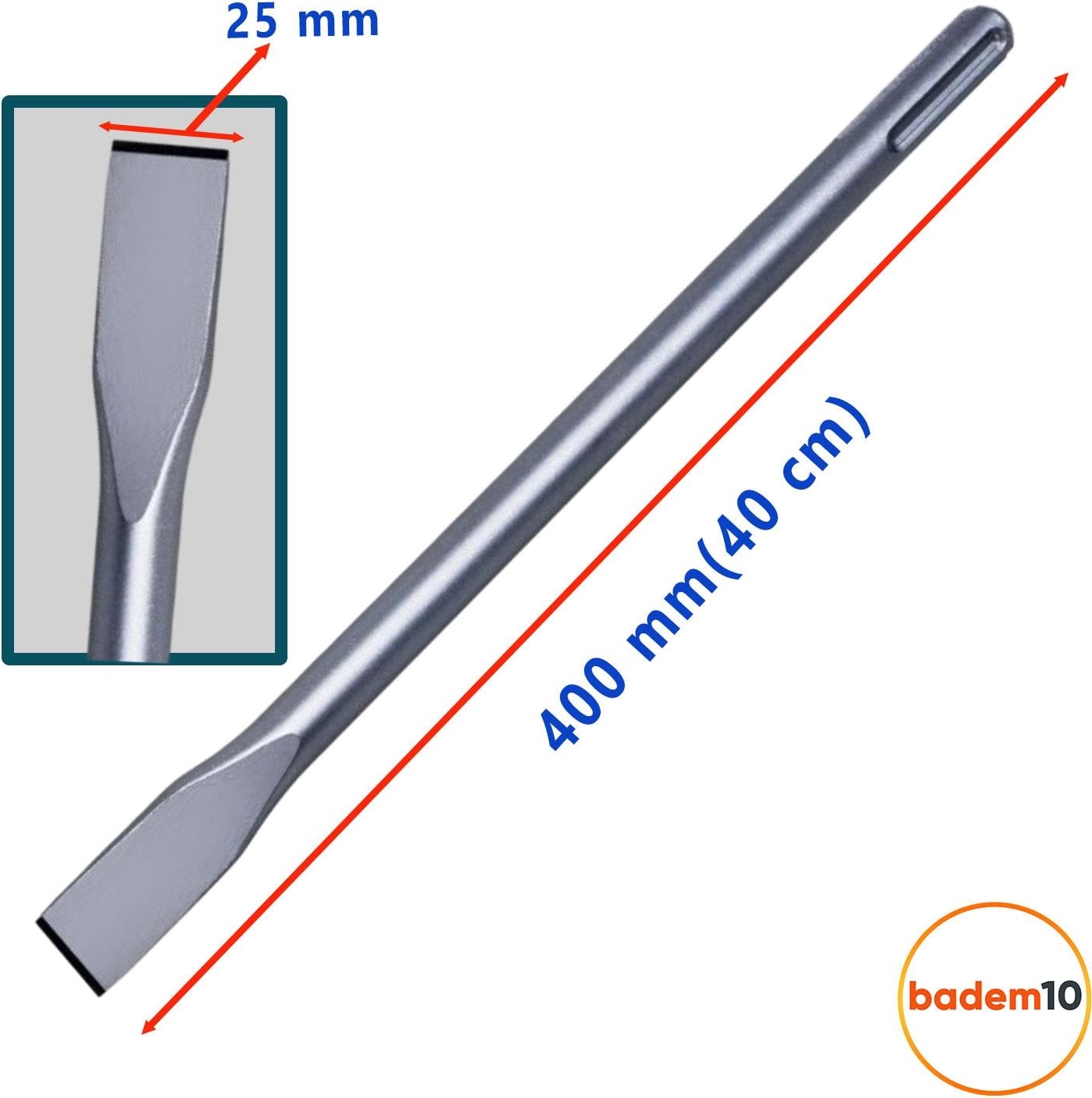 Sds Max Geniş Ağızlı Keski 18 mm x 400 mm x 25 mm