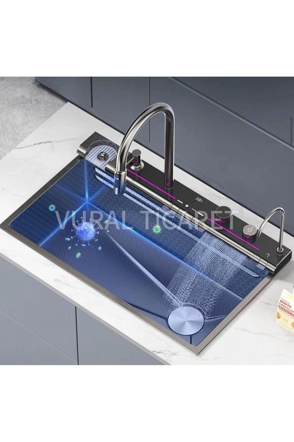 2024 Ultra Teknolojik Dijital Akıllı Ankastre Şelale  Evye 7 Fonksiyonlu