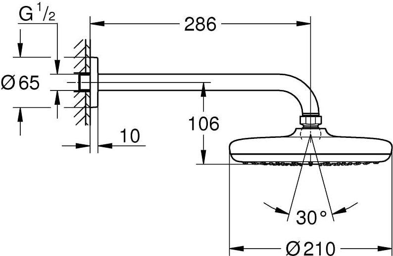 New Tempesta Tepe Duşu ve Dirseği 21 cm Krom - 26412000