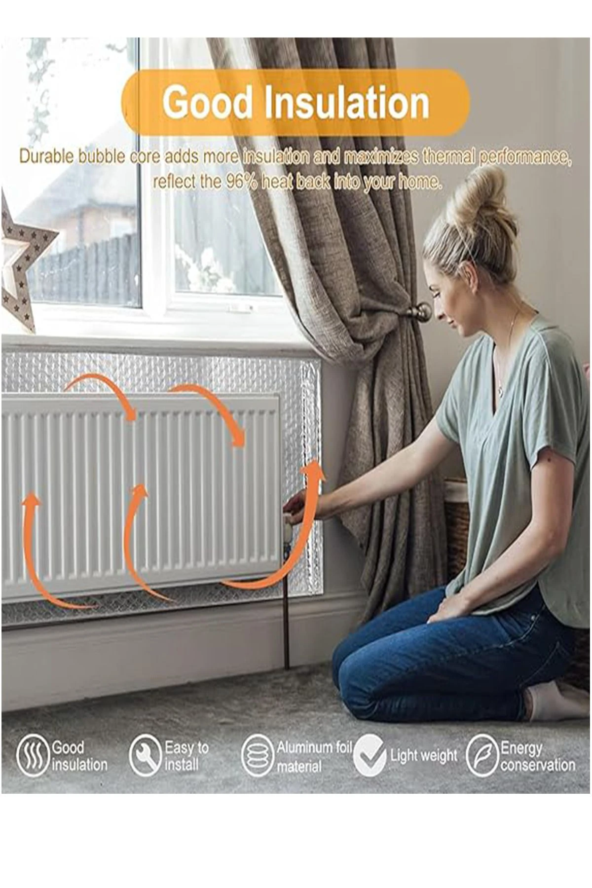 5 Adet Petek Kalorifer Arkası Isı Yalıtım Izolasyon Levhası Radyatör Arkalığı Plaka 3 Mm5