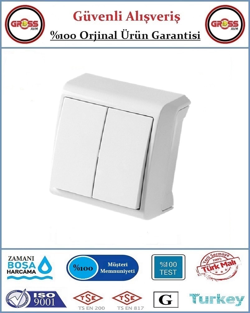 Vera Sıva Üstü Komitatör (Ikili Anahtar) - Beyaz - Orjinal Ürün