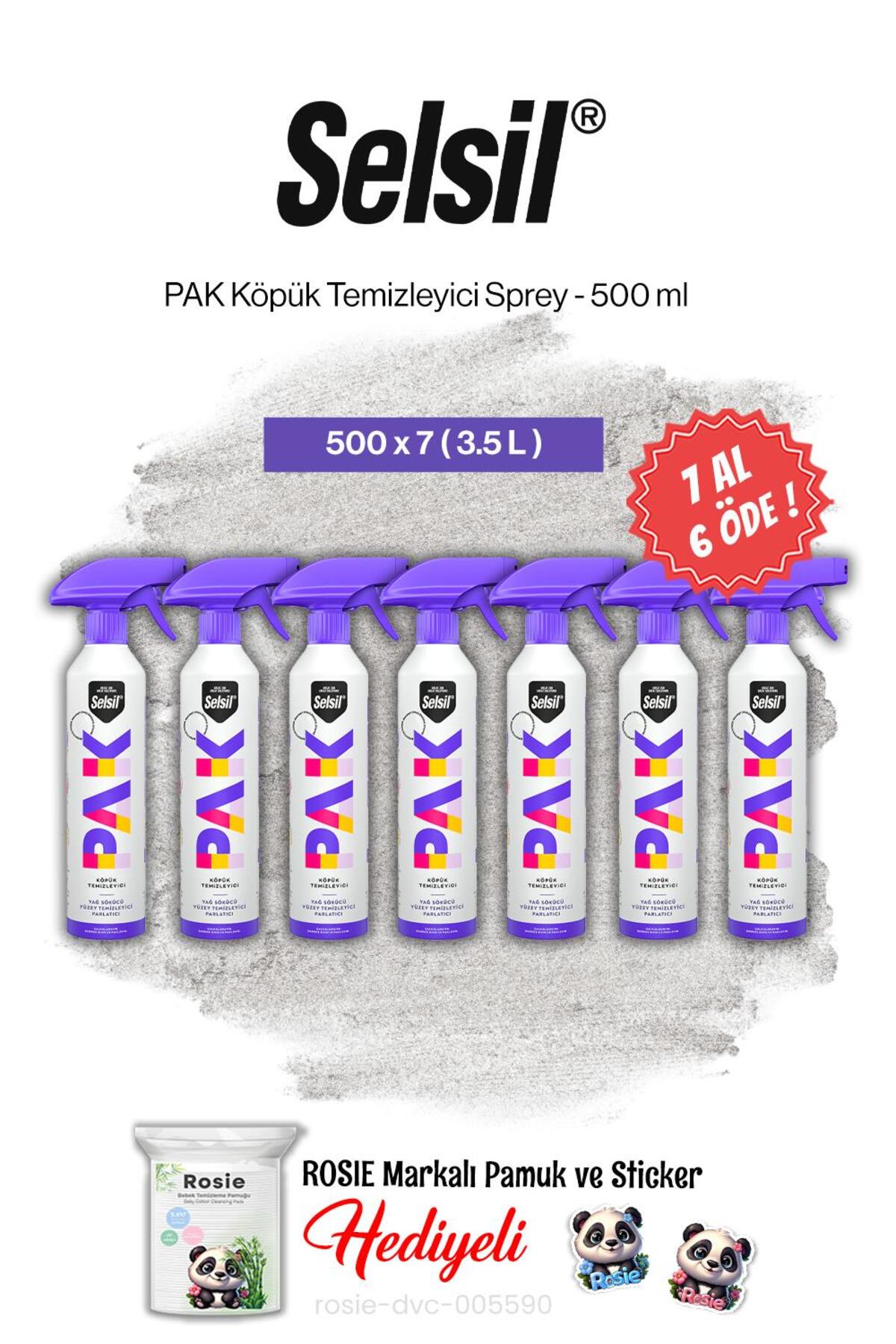 SELSİL PAK Köpük Temizleyici Sprey 500 ml, 7 AL 6 ÖDE ve rosie pamuk