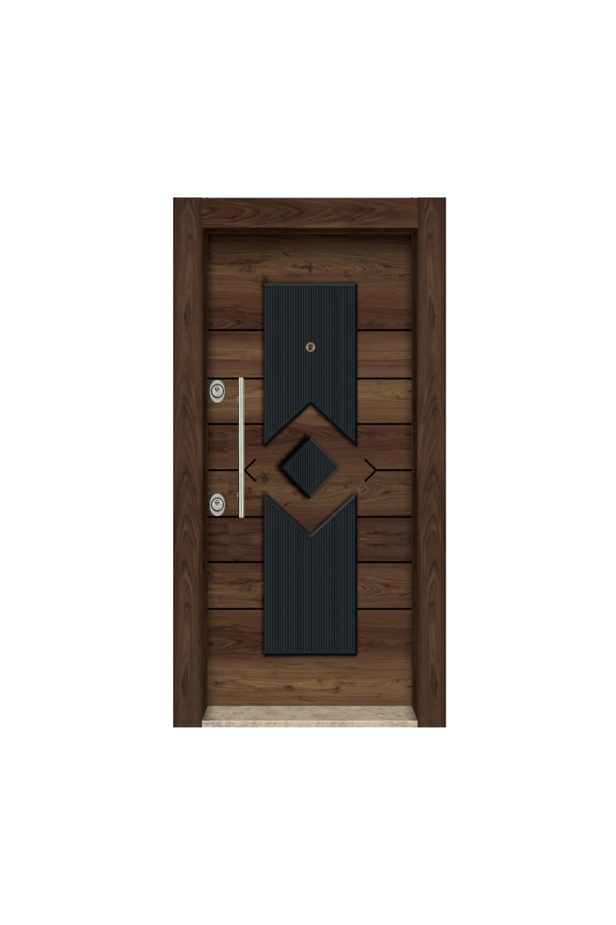 Tez3464 Ahşap Kaplama Kabartma Model Çelik Kapı Daire Giriş Kapısı