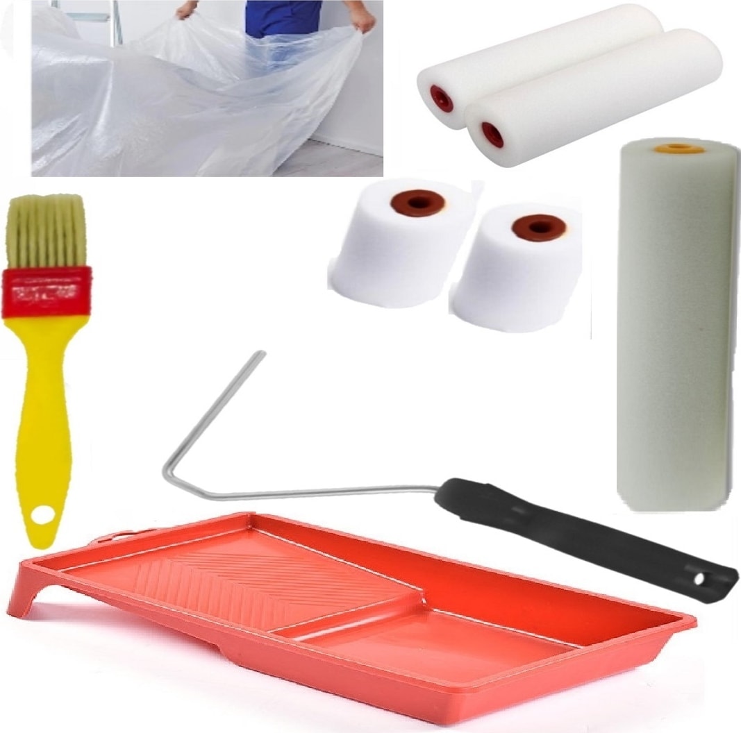 Sünger Rulo Fırça Boya Kabı Set 15CM Rulo Koruyucu Örtü