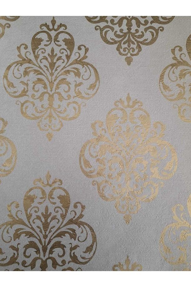 Damaks Desenli Krem&gold Klasik Duvar Kağıdı(5m2)