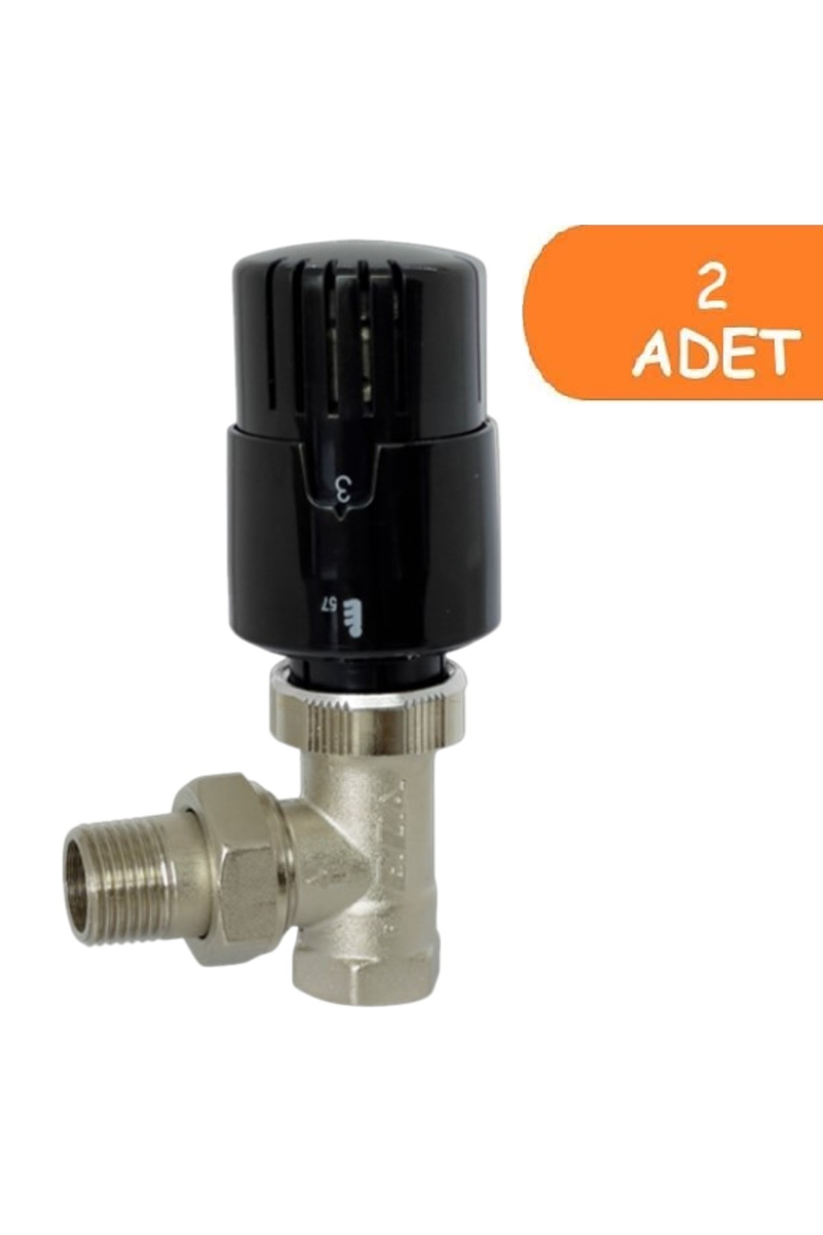 2 Adet ECA TRV4 Termostatik Köşe Radyatör Valfi Petek Vanası Siyah 802120116