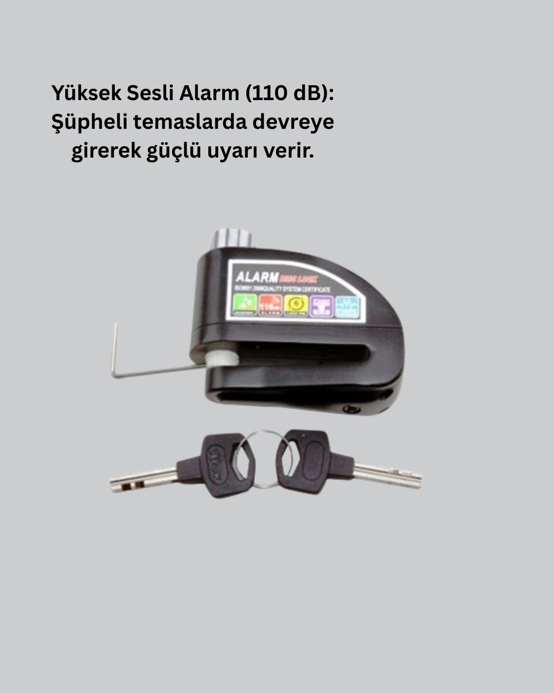 110 Db Alarm Disk Kilidi Motosiklet Scooter Bisiklet Güvenlik