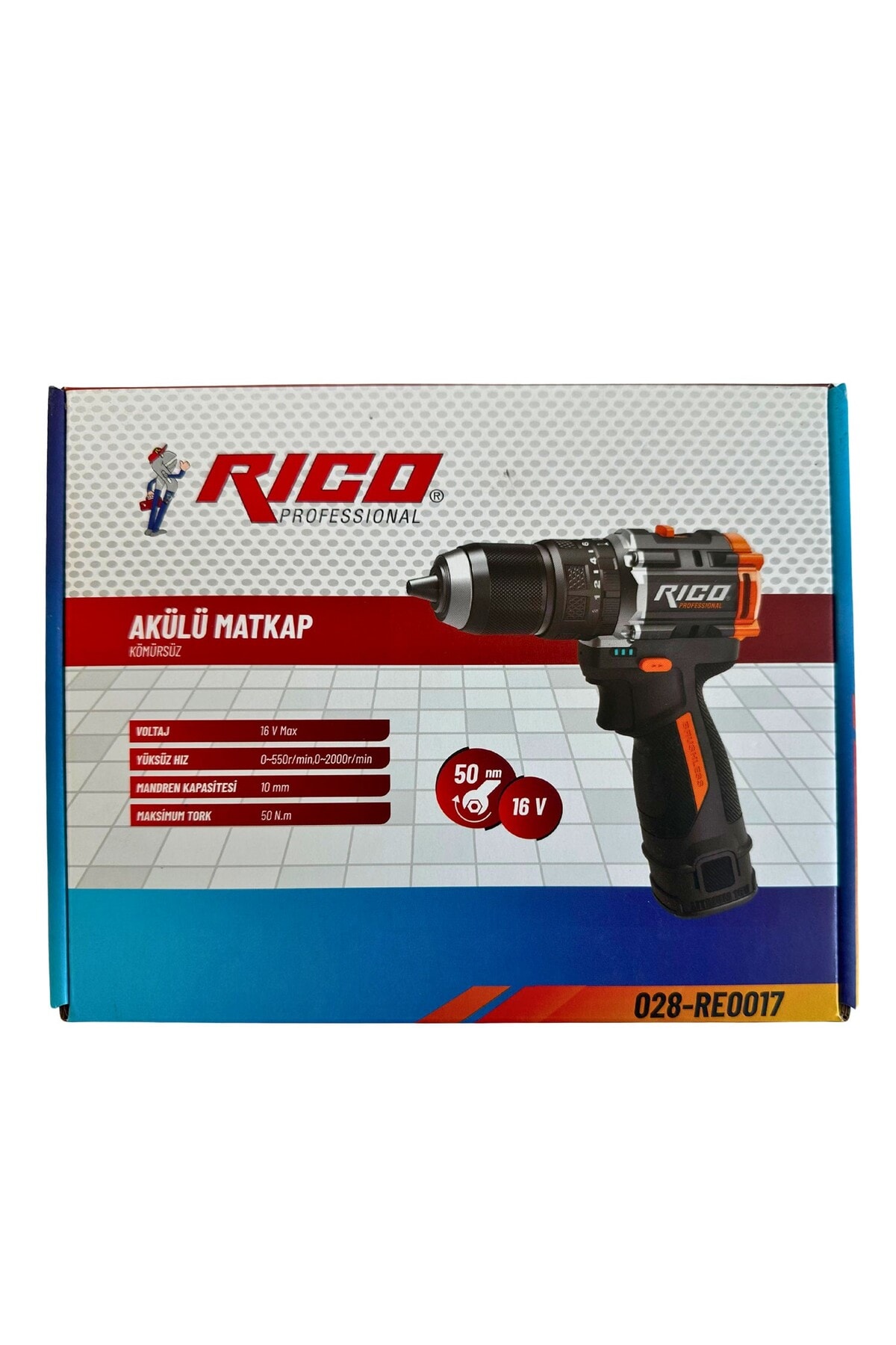 RİCO 028-RE0017 Çift Akülü Şarjlı Matkap 16V