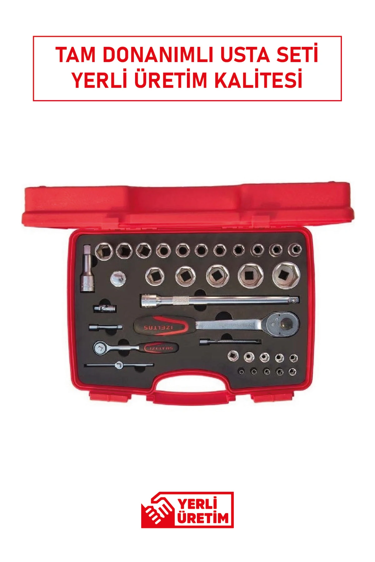 1113 00 1038 1/4” - 1/2” Altı Köşe Lokma Anahtar Takımı 35 Parça Krom Vanadyum