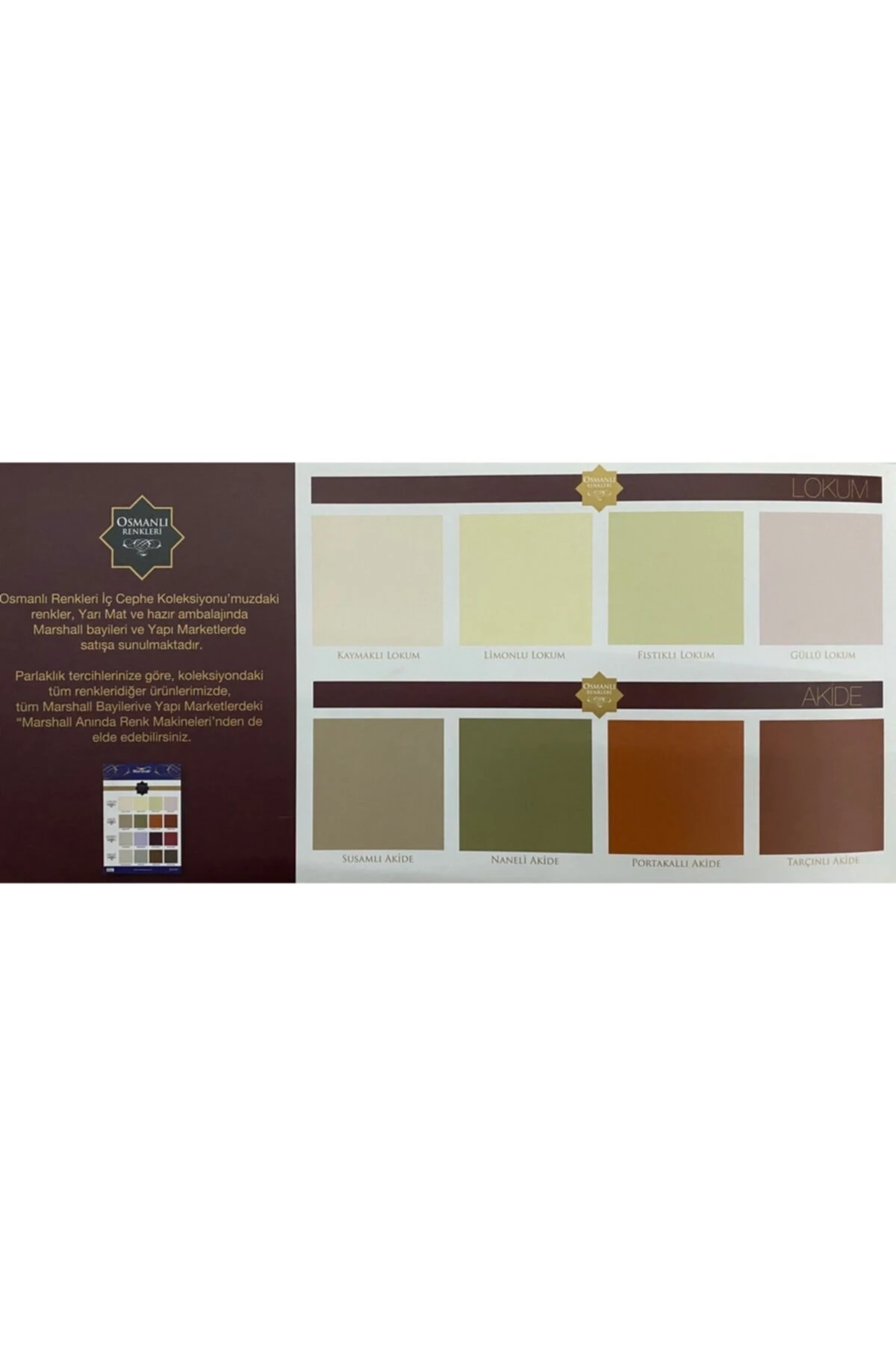 Osmanlı Renkleri Silikonlu Iç Cephe Boyası 250 Gr, 125ml Fıstıklı Lokum Rengi