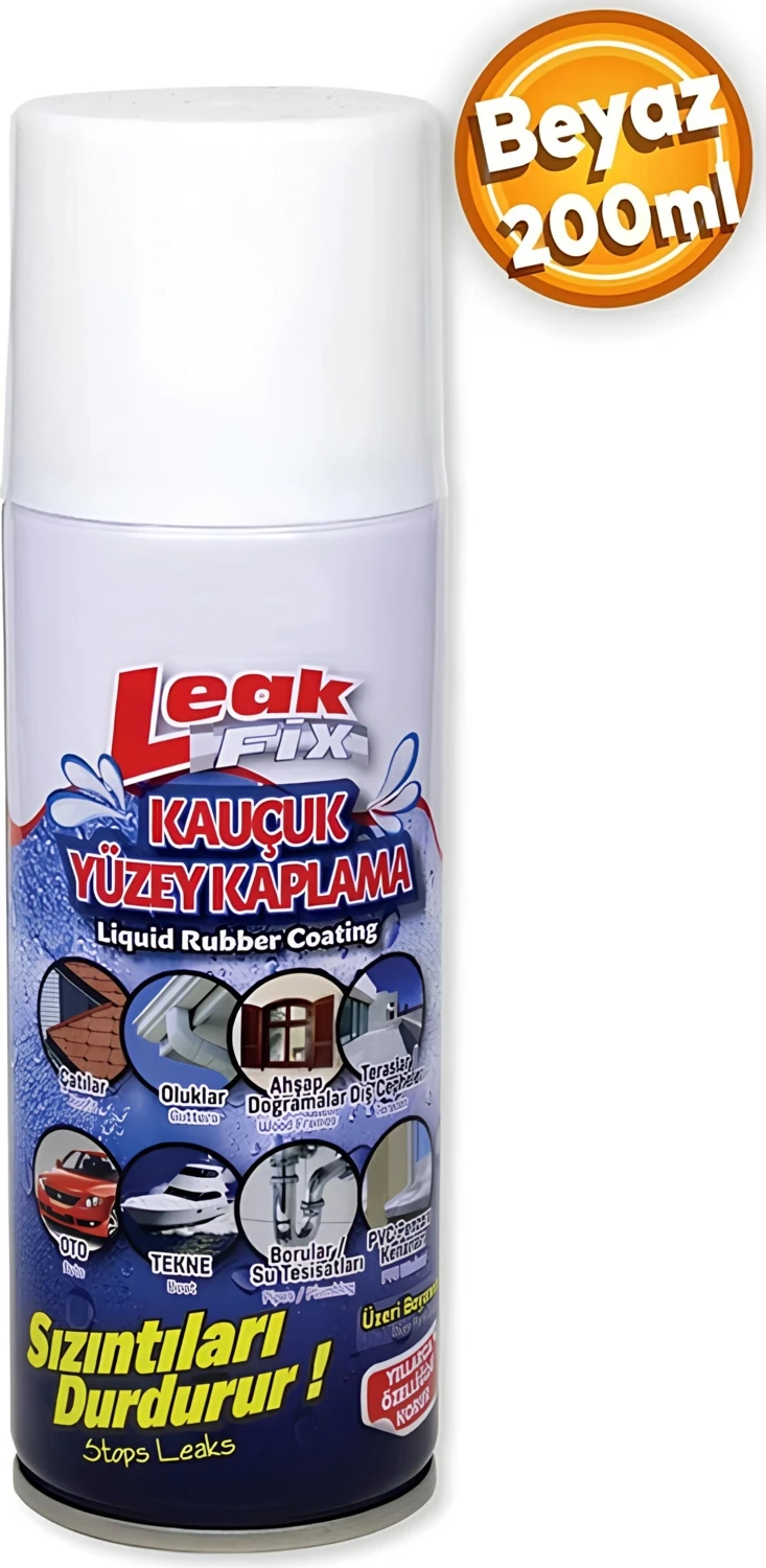 Fix (Beyaz 200 Ml) Su Yalıtım Sızdırmaz Geçirmez İzolasyon Kauçuk Spreyi Kaplama Sızıntı Önleyici