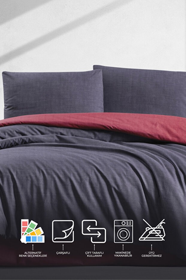 Simple Nevresim Takımı Çift Kişilik (200X220 CM) Bordo