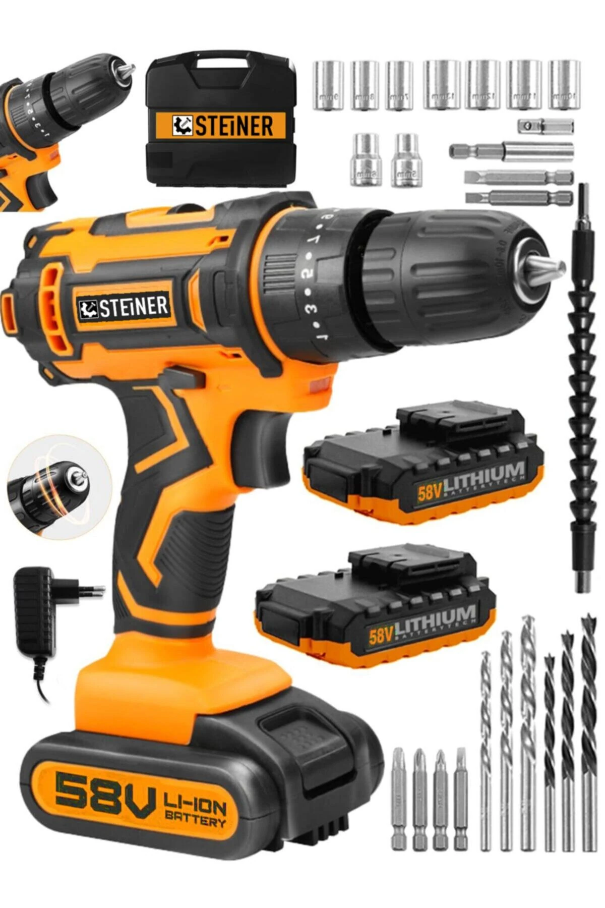 Yüksek Performanslı 58V Çift Akülü Darbeli Vidalama Matkap