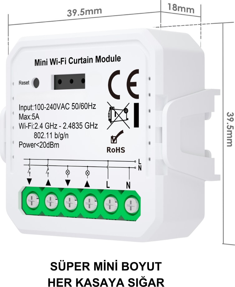 Tuya Uyumlu WiFi Perde Panjur Kepenk Motor Kontrolcüsü - Mobil Uygulama, Anahtar Girişli, Otomatik Kalibrasyon, Yüzdesel Kontrol, Google Asistan ,Amazon Alexa, Smart Life Destekli Switch