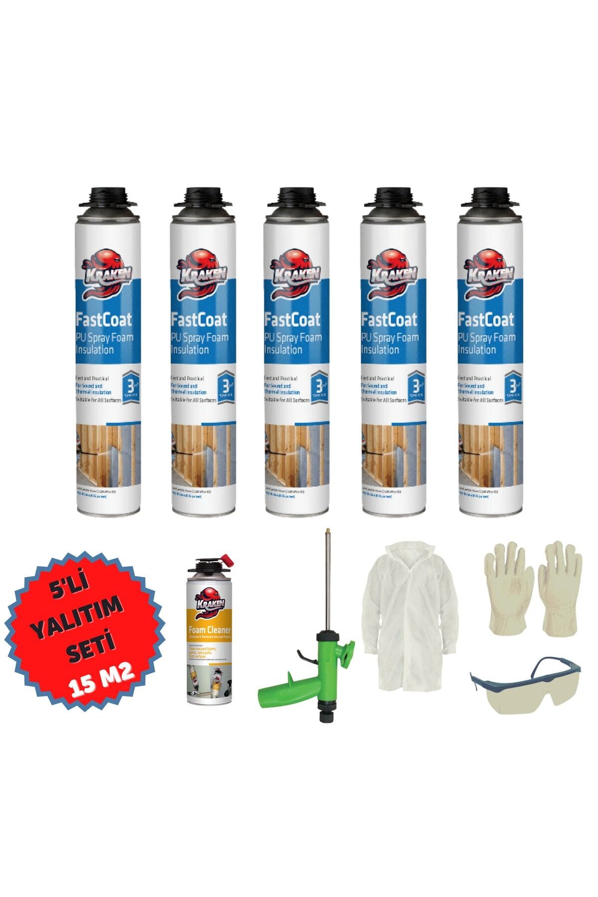 Poliüretan Termal Yalıtım Sprey Köpük 5adetx930gr Tabancalı