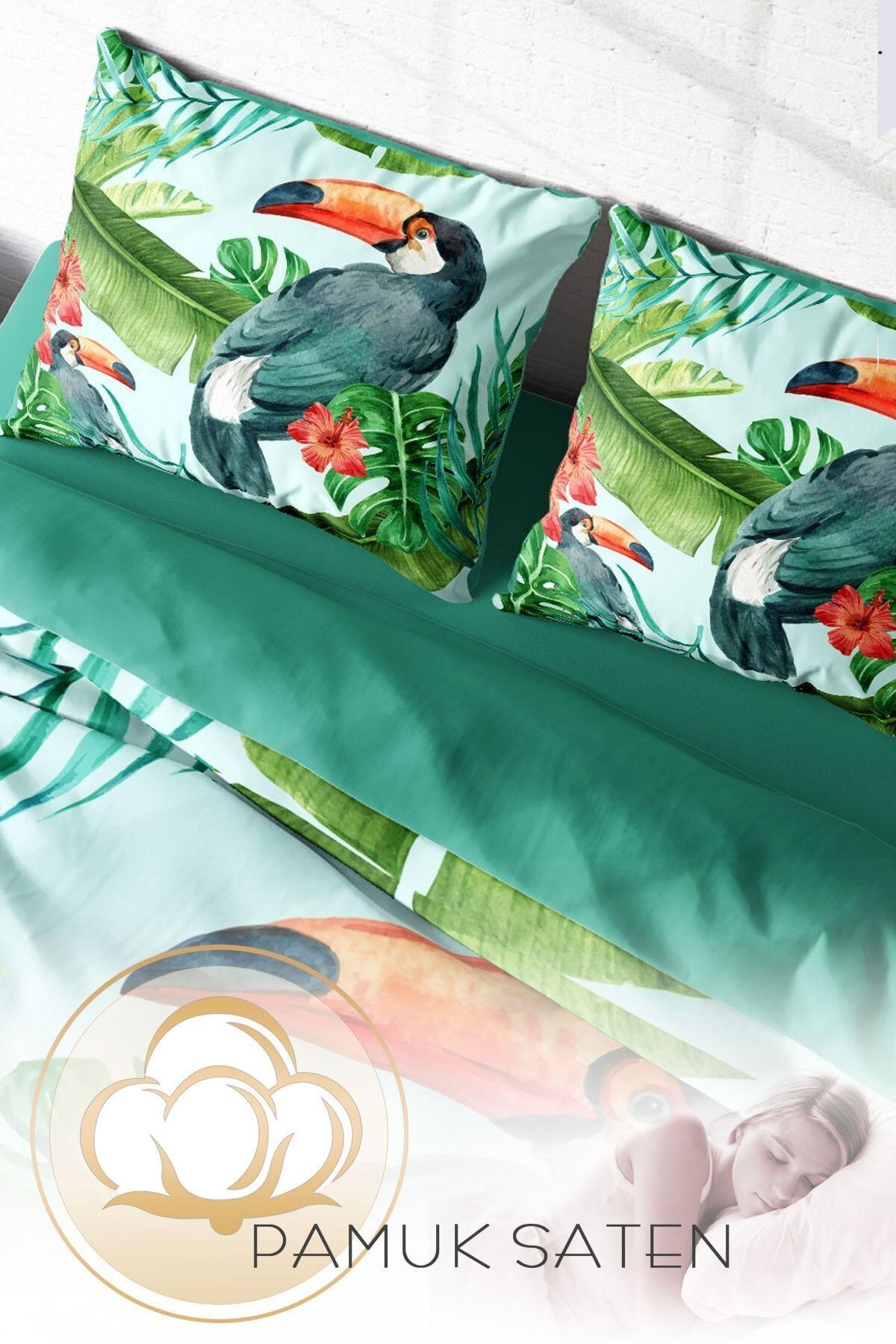 Birdie 3d Pamuk Saten Çift Kişilik Nevresim Takımı