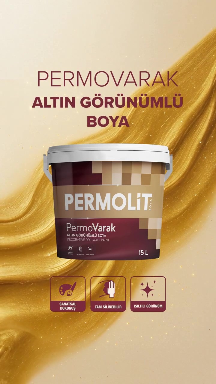 PermoVarak Silikonlu Su Bazlı Dekoratif Altın Görünümlü Boya (0.75 Lt - 2.5 Lt)