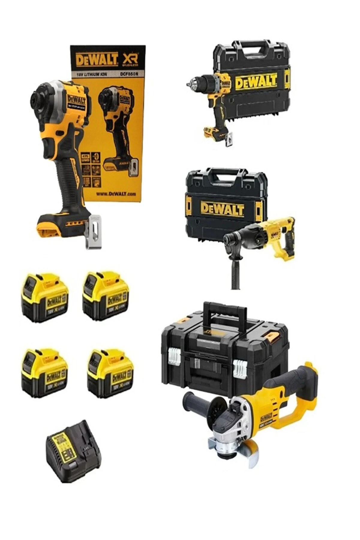 DEWALT Dcd805darbeli Vidalama Dcf850tork Vidalama Dch133kırıcıdelici Dcg412avuçtaşlama 4x4ahakü 1 Adet Şc