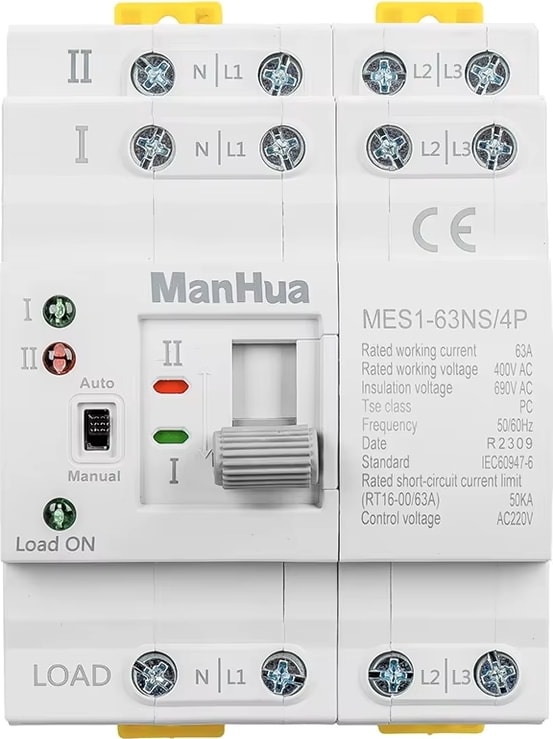 MES1-63NS/4P Ac 400V 63A 4 Kutuplu Mini Ev Ats Çift Güç Otomatik Transfer Anahtarı Ev Kullanımı Için Pc Sınıffı