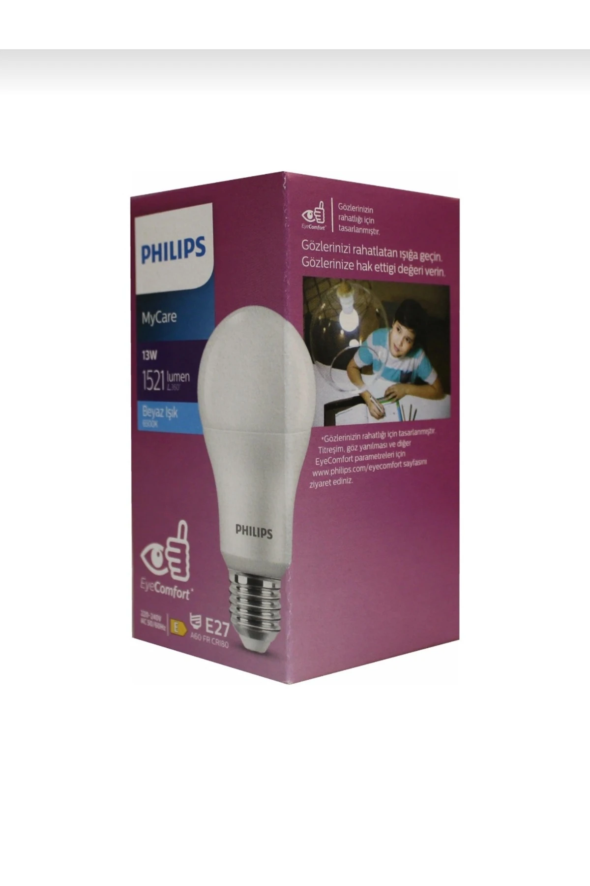 6'Lı Paket 13w 6500 Kelvin Beyaz ışık E27 Duylu 1521 Lümen E Enerji Tüketimi MyCare Led Ampul