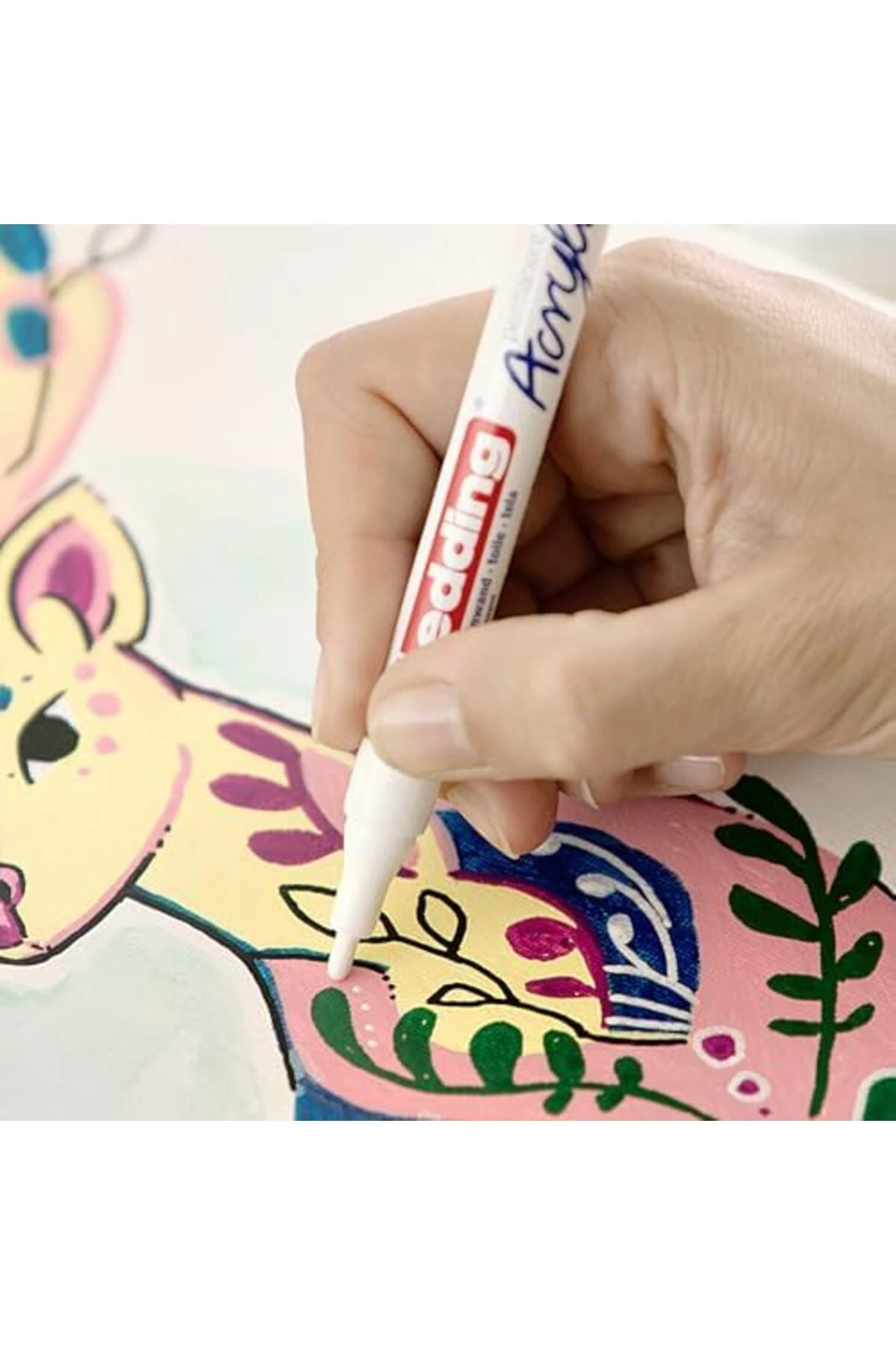 Start Easy Set akrilik boya kalemleri, su geçirmez; ince ve orta uç, kartpostal pedi dahil - 8'li