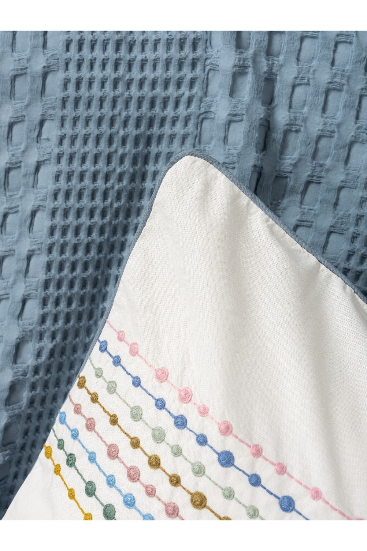 Aura Tek Kişilik Pike Takımı Pebble Indigo