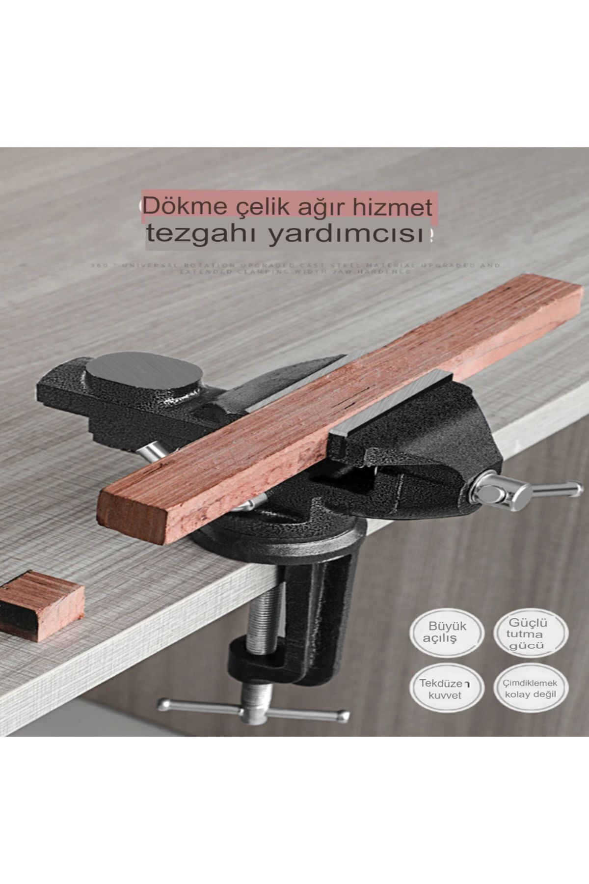 60Mm Dövme Çelik 360 Derece Döerli Sabit Masa Tezgah Mengenesi 5 Yıl Garanti Alaşımlı Dövme Çelik