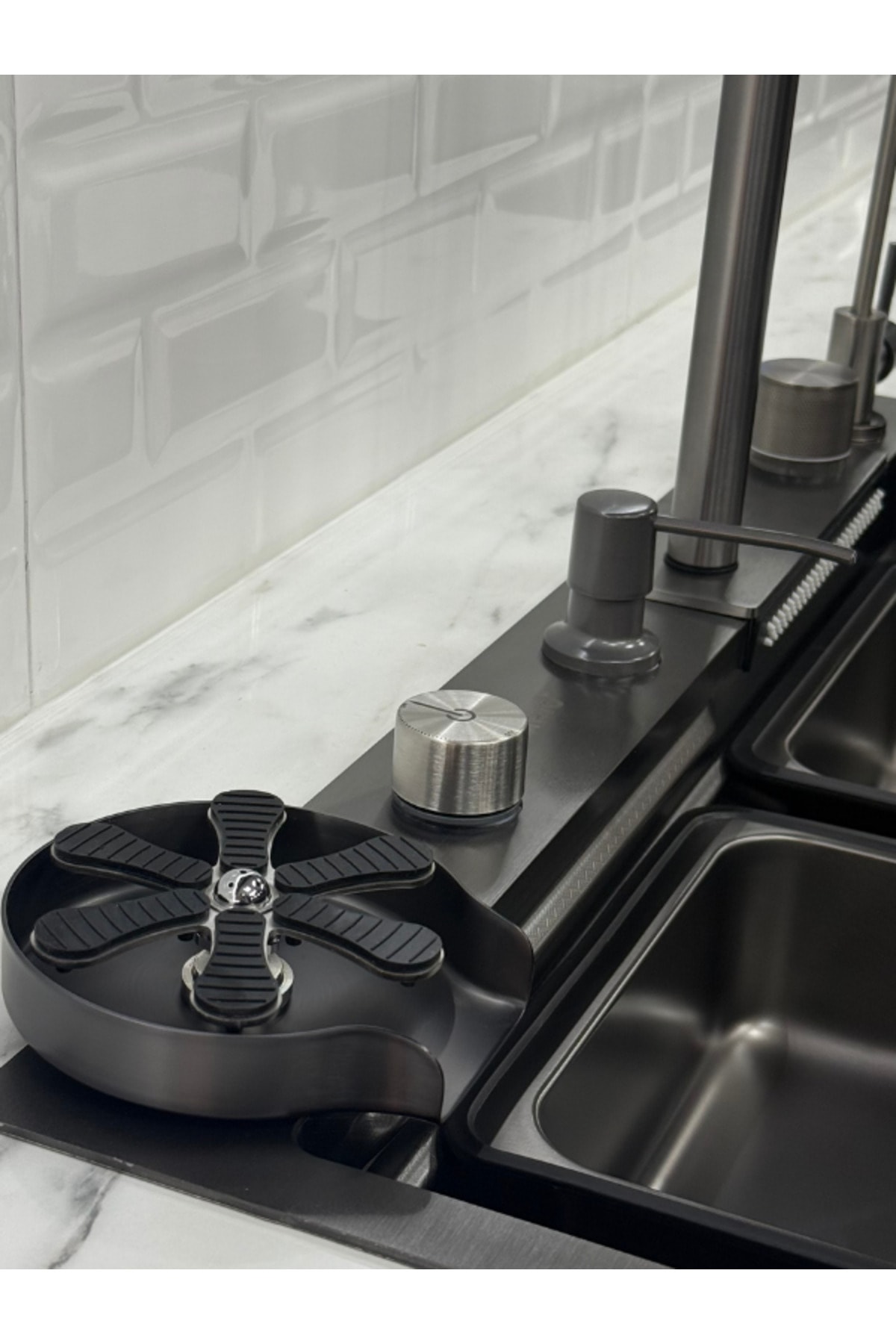 Mutfak Eviyesi Teknolojik Akıllı Evye Paslanmaz Çelik Bal Peteği Yüzey-Nano PVD kaplama-SİYAH