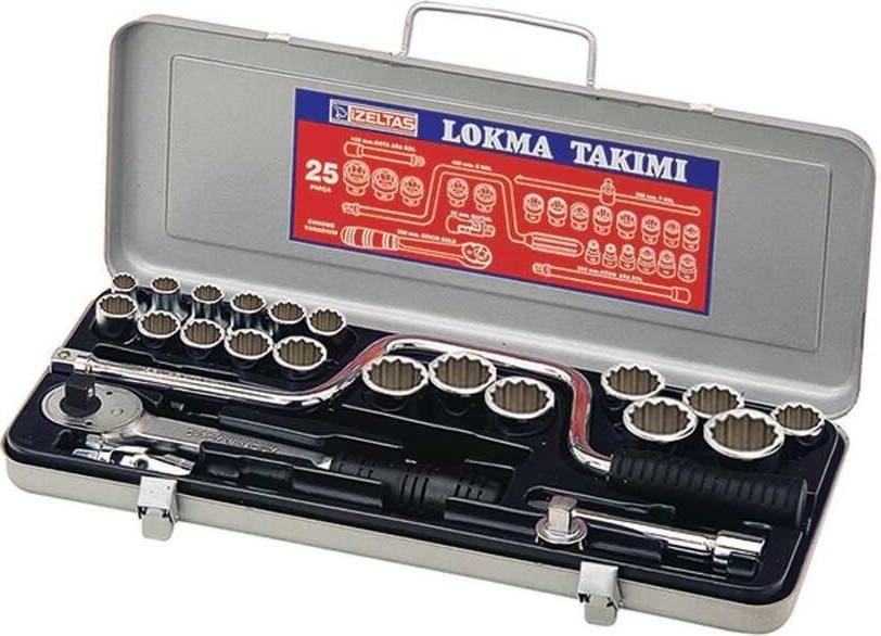 Izeltaş 24 Parça 1/2'' Oniki Köşe Lokma Anahtar Takımı (U Kolsuz)