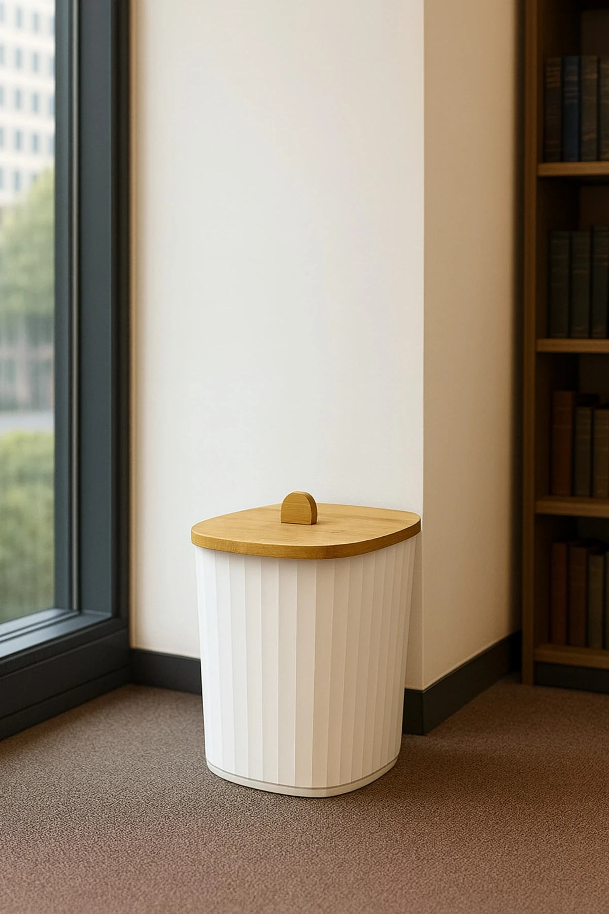 Bambu Kapaklı 15 LT Çöp Kovası – Doğal ve Şık Mutfak Çöp Kovası