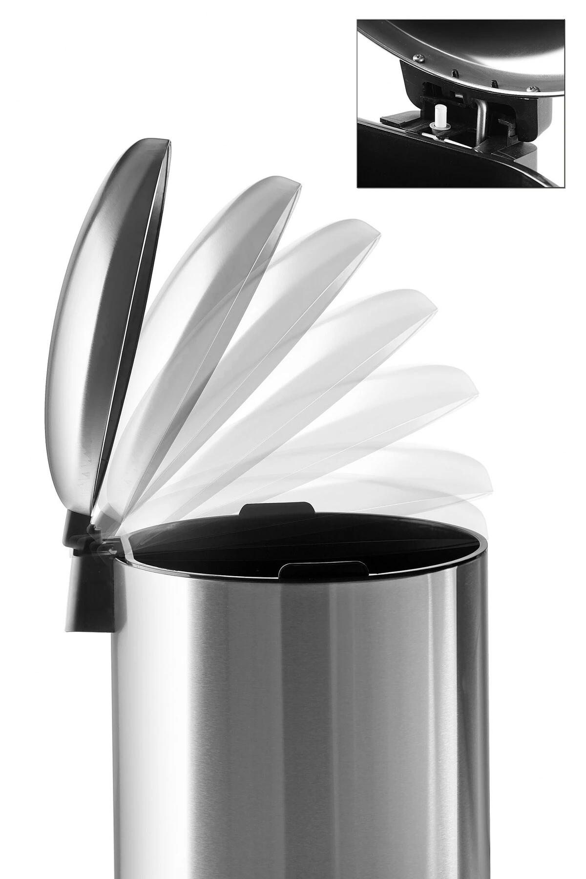 Paslanmaz Çelik Bombe Kapaklı Çöp Kovası 40 Litre Inox