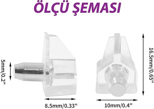 Adet) Kristal Raf Pimi Şeffaf Cam Ahşap Metal Raf Tutucu Çivisi Mobilya Dolap Pimi